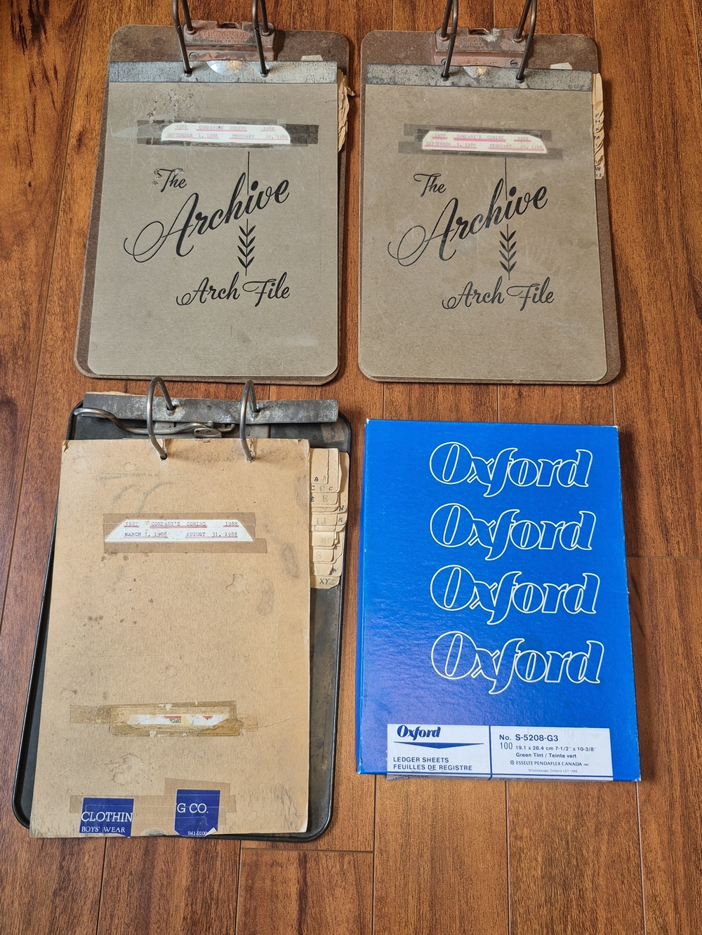 Antique Made in Canada Brass Paper File Binder with Clipboard & Paper Lot